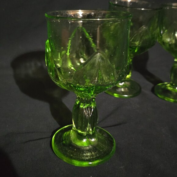 Vtg 1970's USA Franciscan Cabaret Green Glassware Water Goblet 6" (x5) - Picture 5 of 7